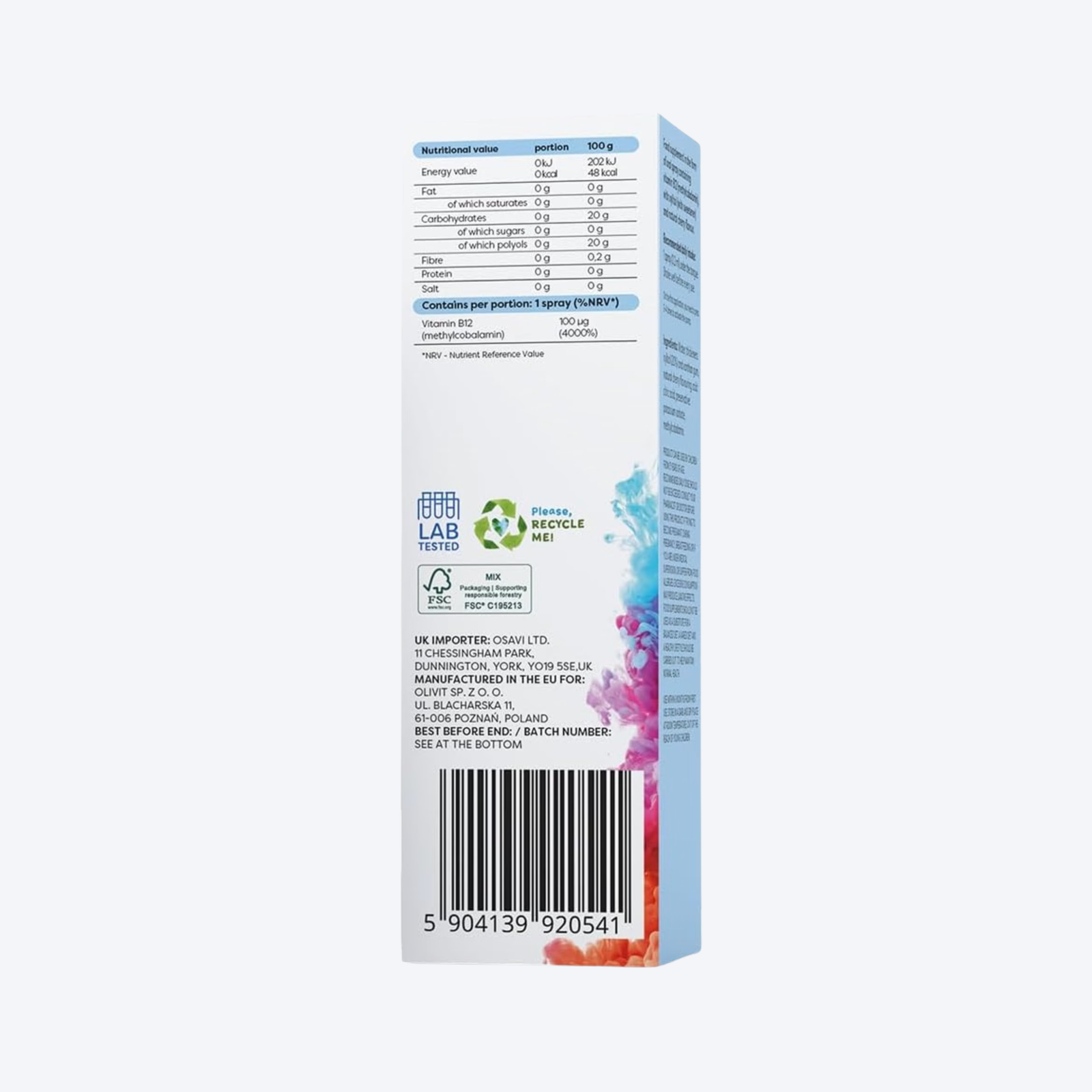 Osavi Methyl-B12 Oral Spray 100mcg 25ml (Cherry) - Image 2