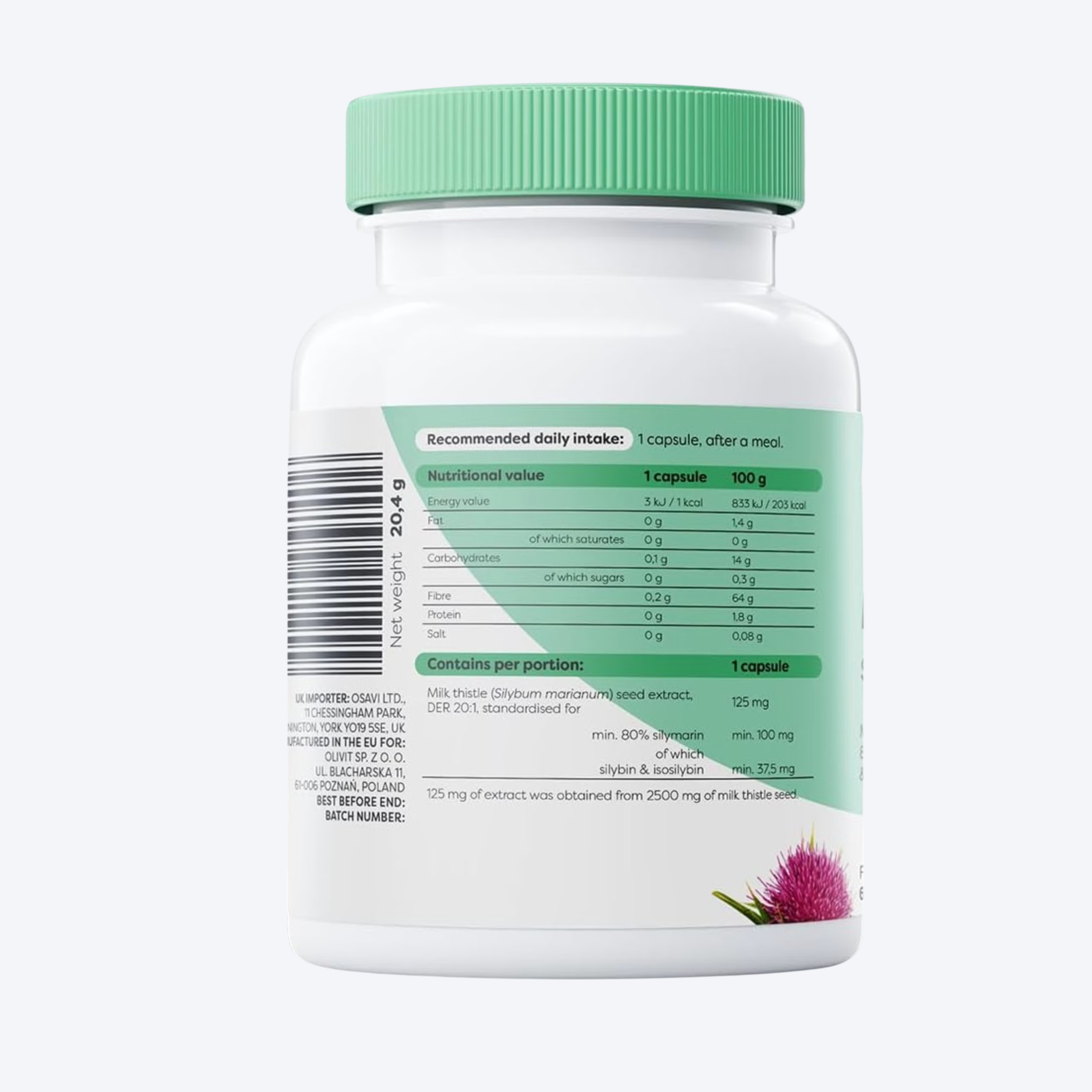 Osavi Milk Thistle, Silymarin 100mg 60 kapsula - Image 2