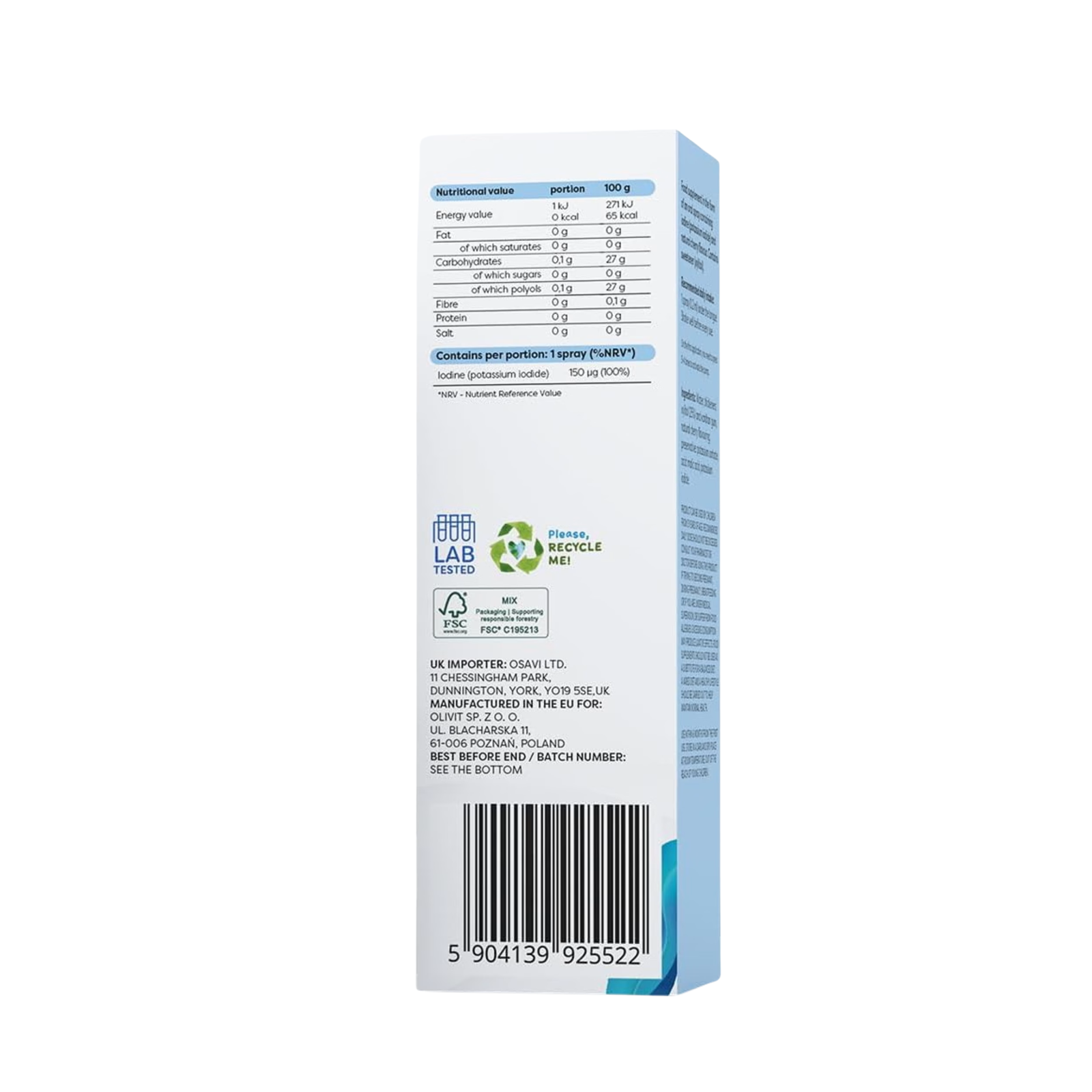 Osavi Iodine Oral Spray 150mcg 25ml (Cherry) - Image 2