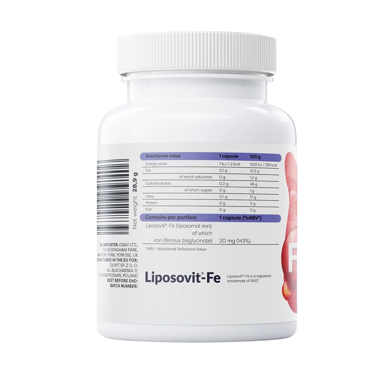 Osavi Liposomal Iron 20mg 60 kapsula - Image 2