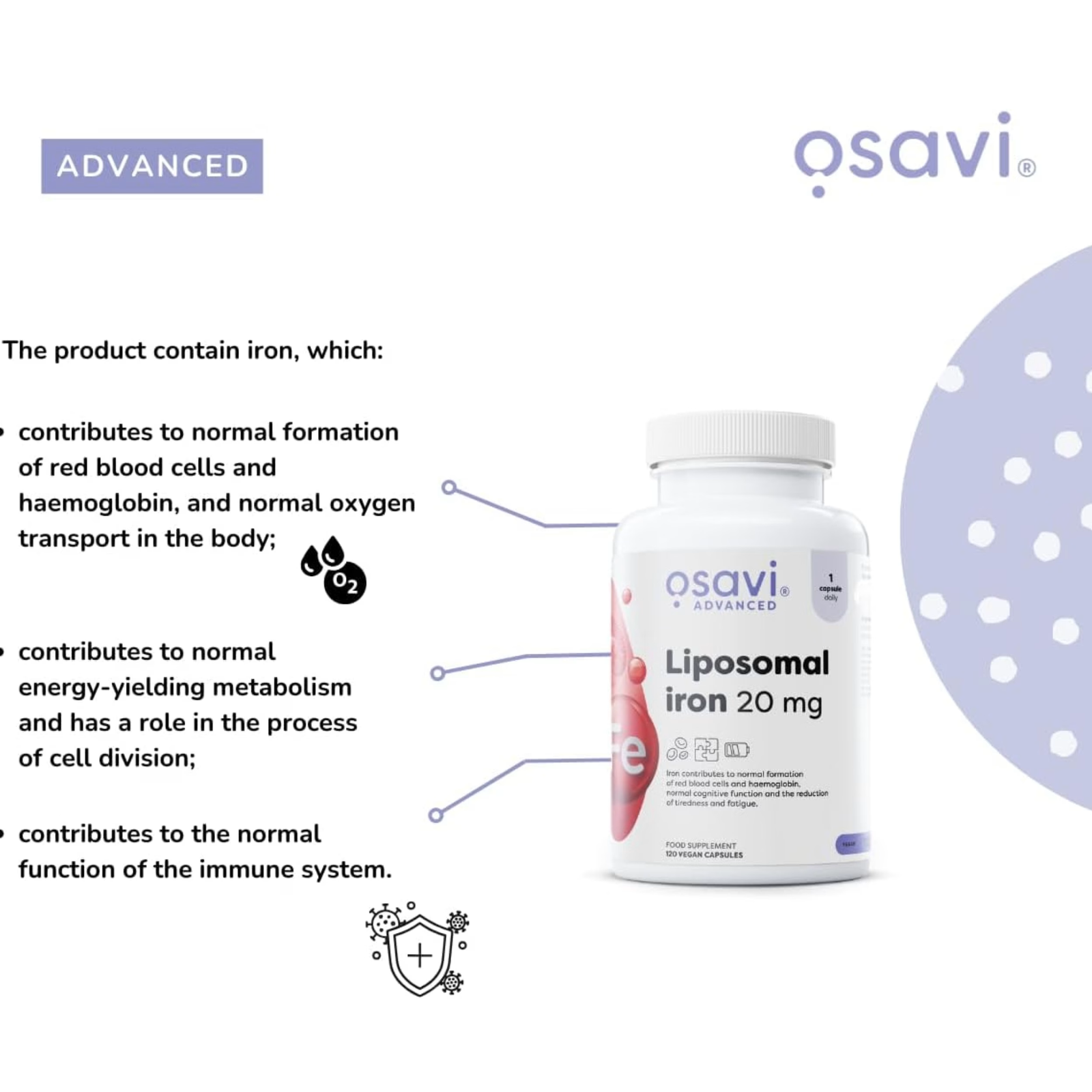 Osavi Liposomal Iron 20mg 60 kapsula - Image 4