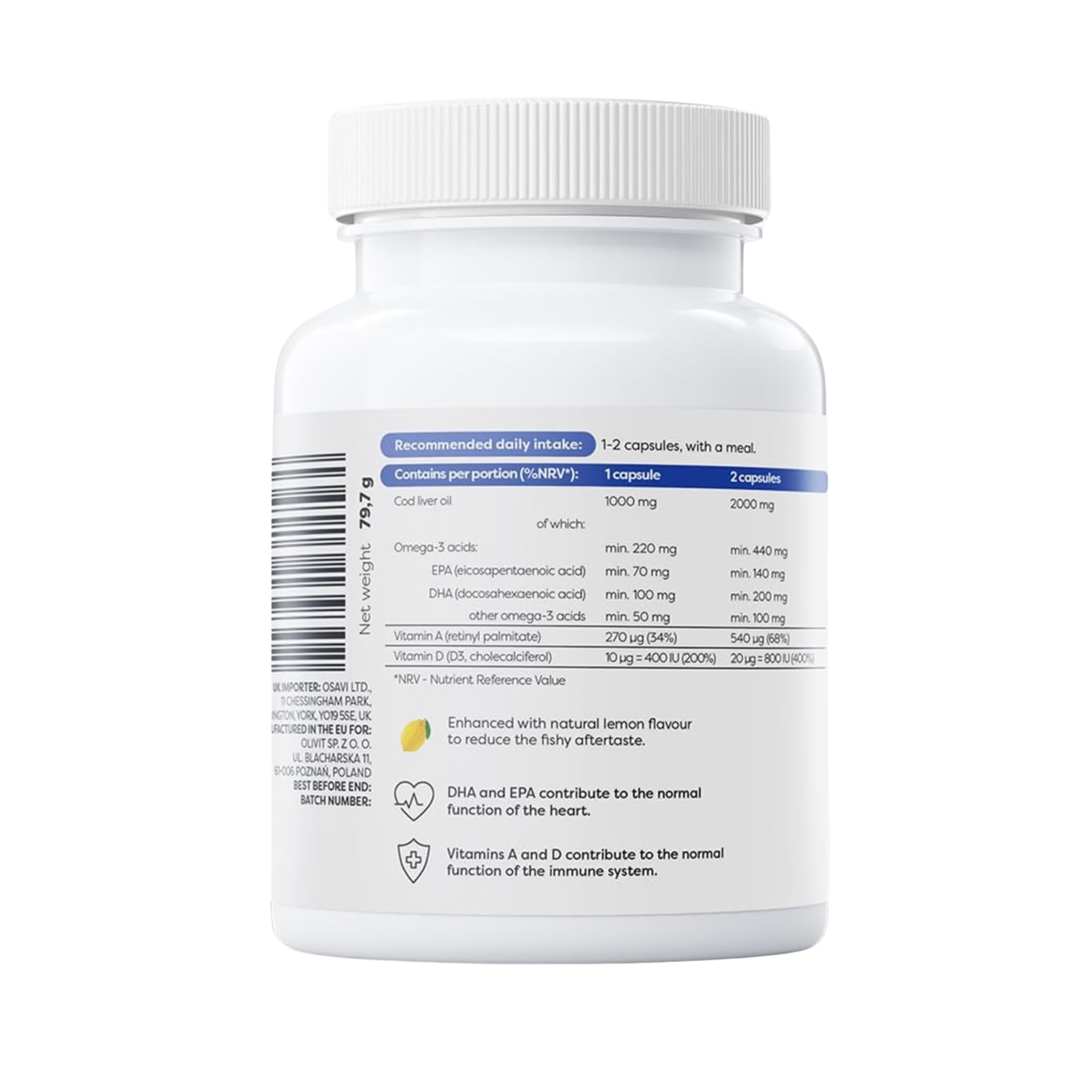 Osavi Norwegian Cod Liver Oil 60 kapsula - Image 2