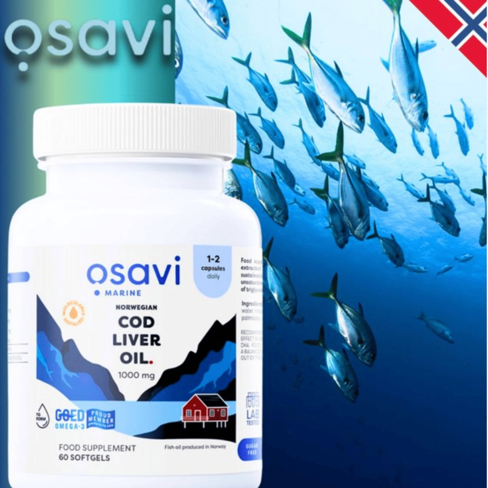 Osavi Norwegian Cod Liver Oil 60 kapsula - Image 4
