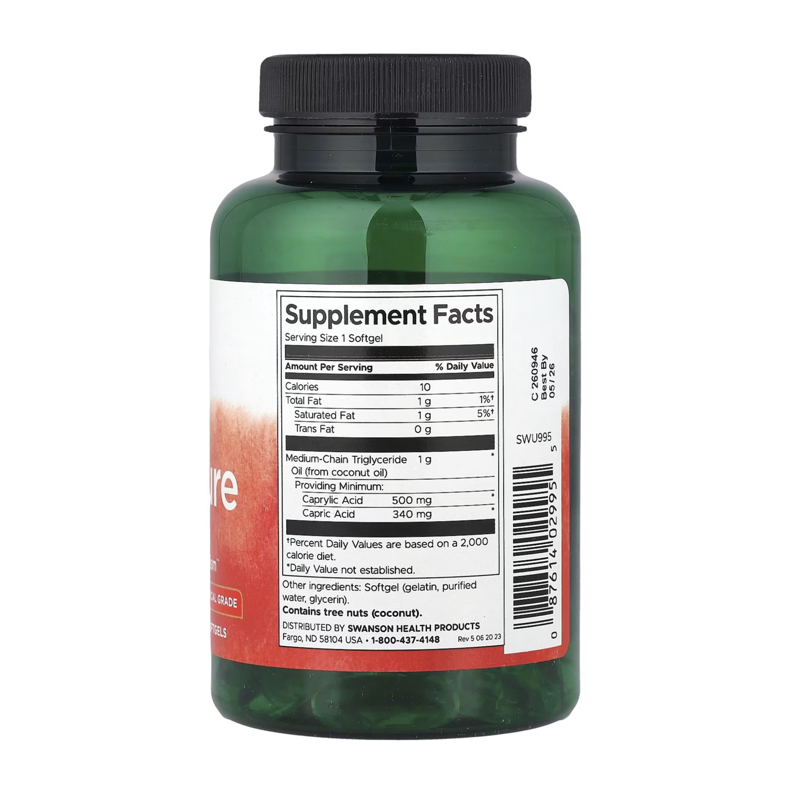 Swanson MCT Pure 1000mg 90 kapsula - Image 2