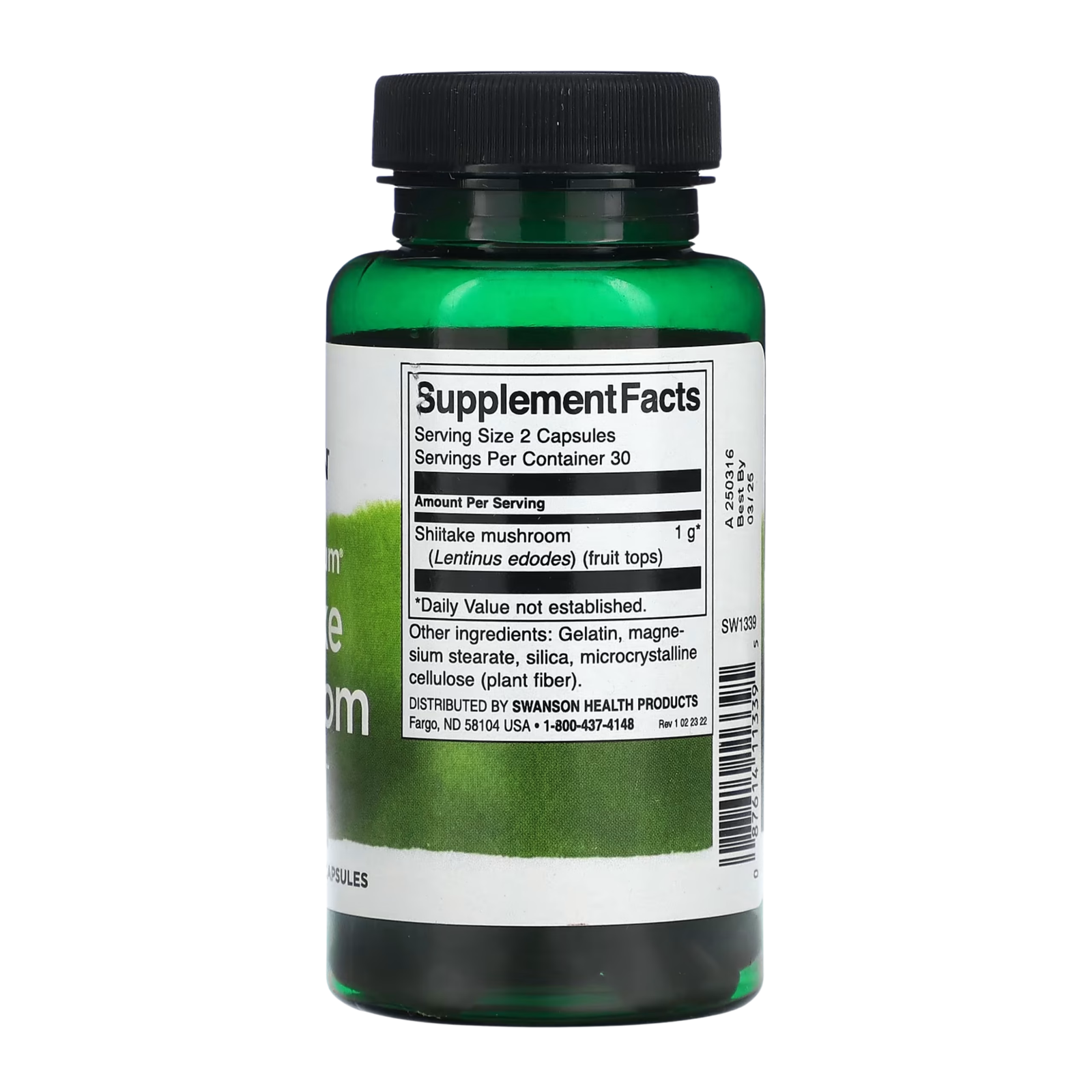 Swanson Shiitake Mushroom 500mg 60 kapsula - Image 2