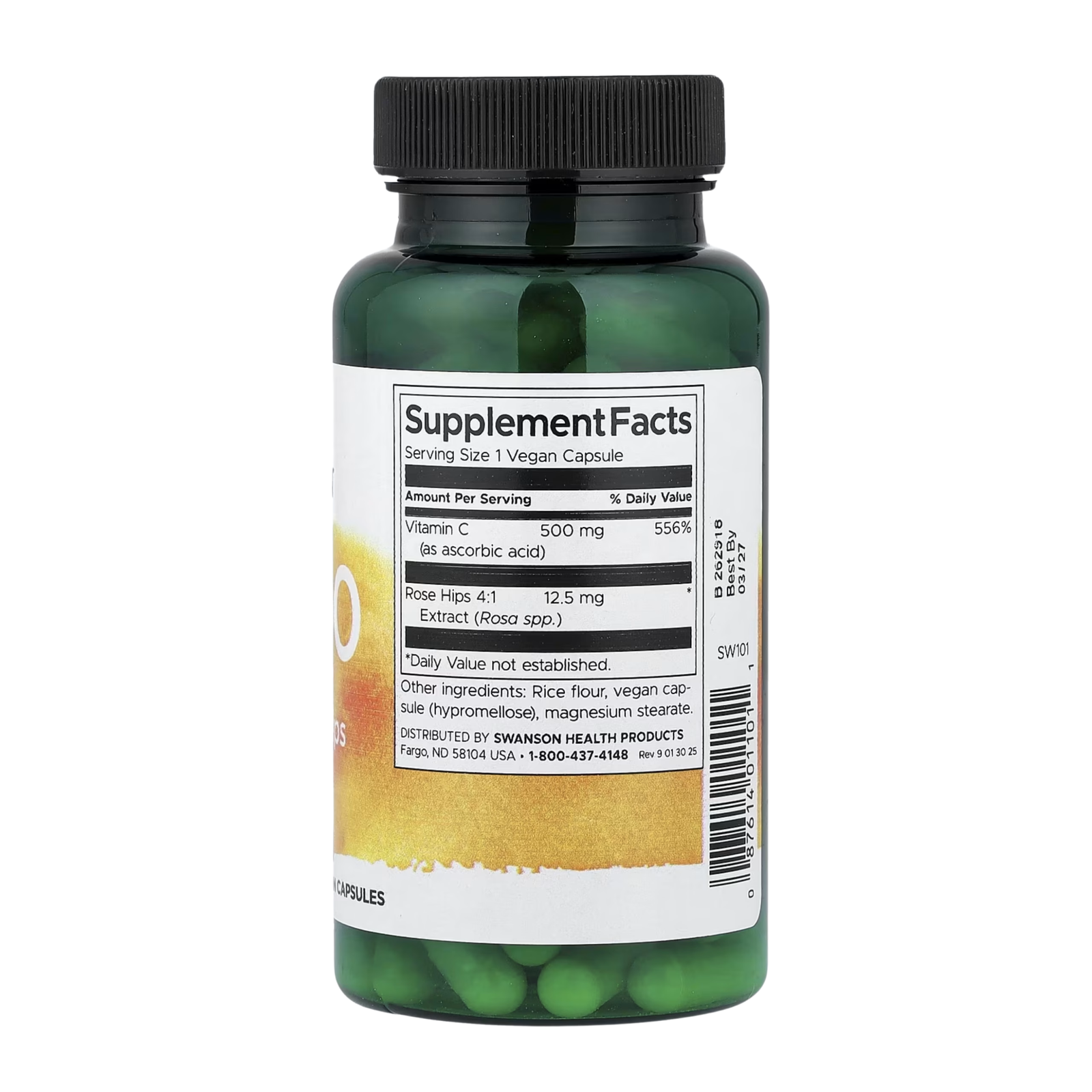 Swanson Vitamin C With Rose Hip 500mg 100 kapsula - Image 2