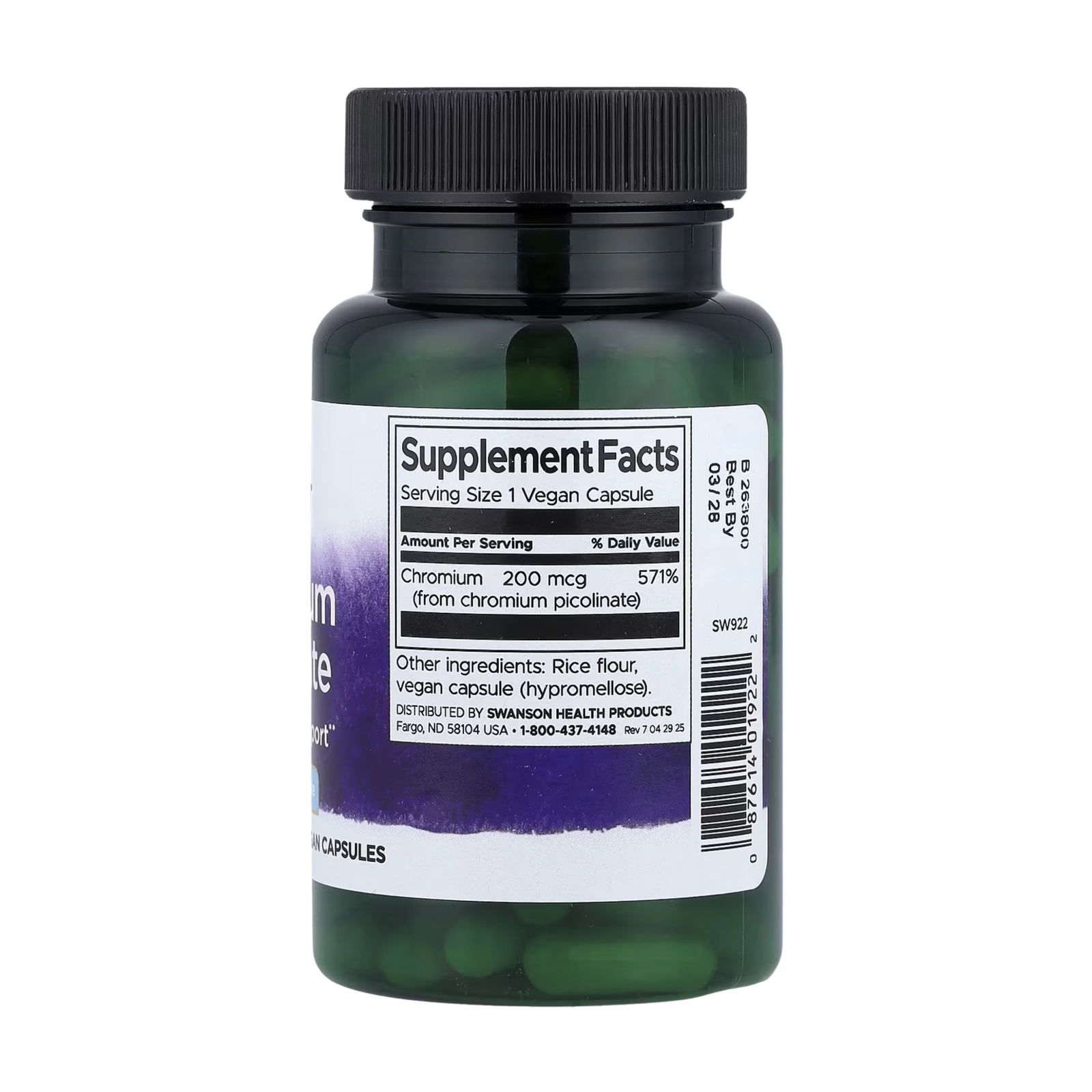 Swanson Chromium Picolinate 200mcg 100 kapsula - Image 2