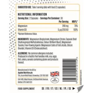 Applied Nutrition Magnesium & Vitamin D3 60 kapsula