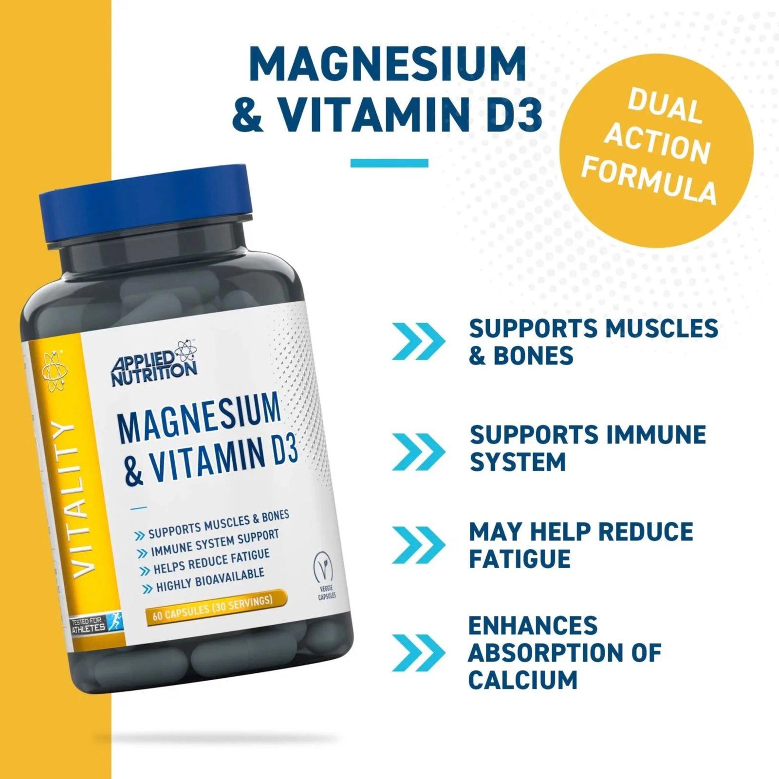 Applied Nutrition Magnesium & Vitamin D3 60 kapsula