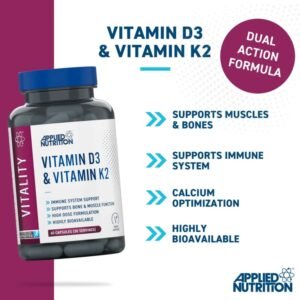 Applied Nutrition Vitamin D3 4000IU & K2 100mcg 60 kapsula